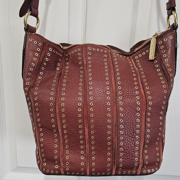 Michael Kors Brick Feedbag Shoulder Bag with Gold Grommets